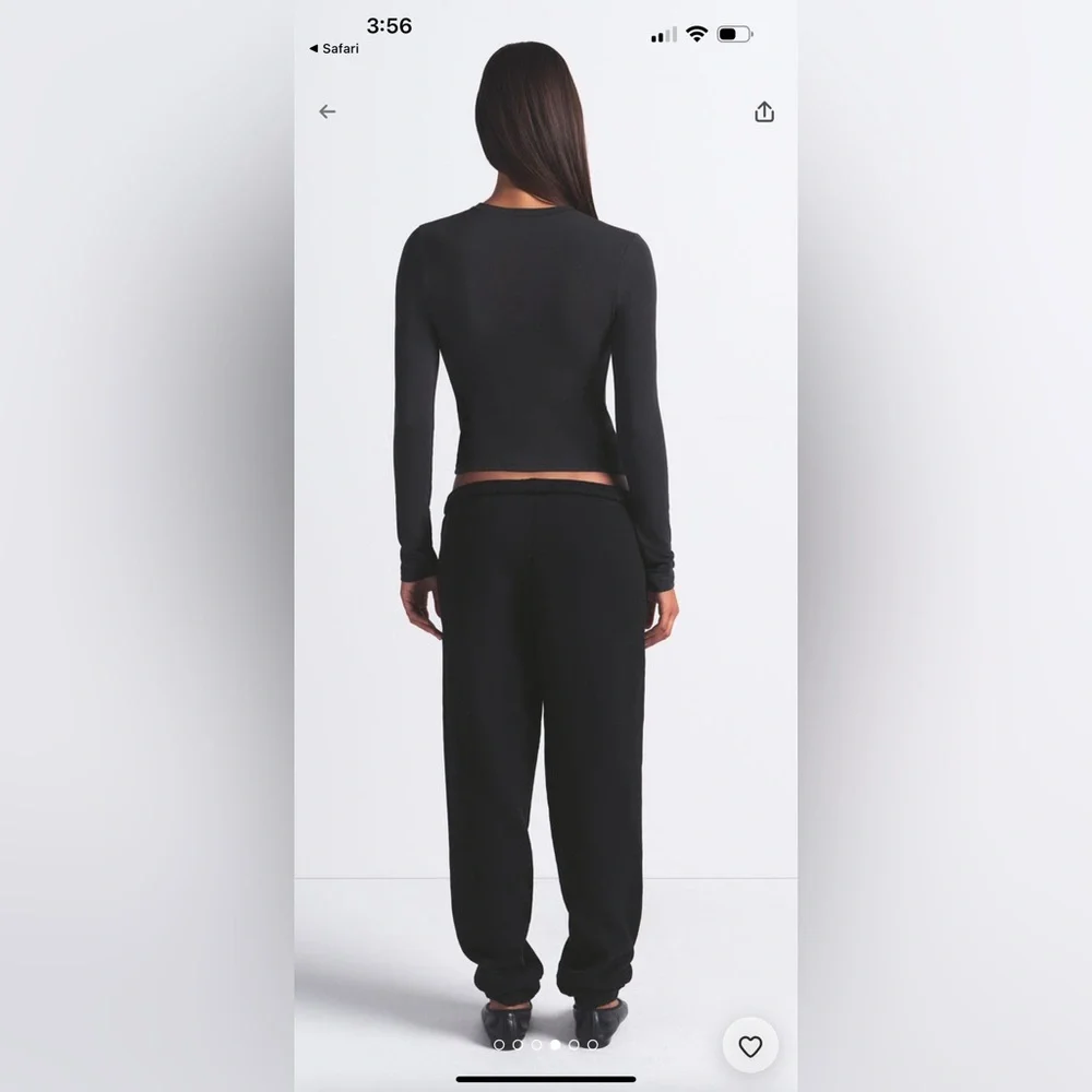 SKIMS NWT Classic Cotton Fleece Jogger - Onyx - Picture 5 of 7